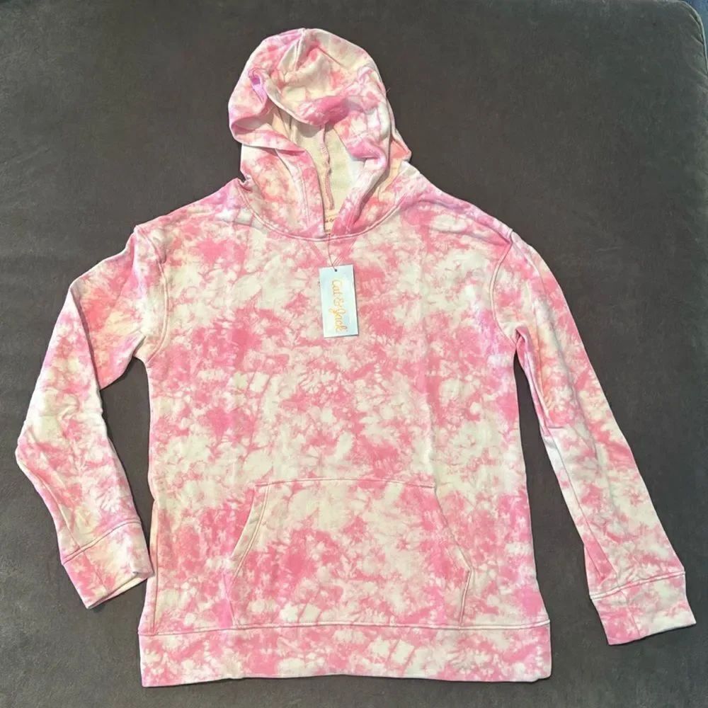 Cat & Jack Girl’s Bright Pink Tie Dye Hoodie 100% Cotton Size M NWT